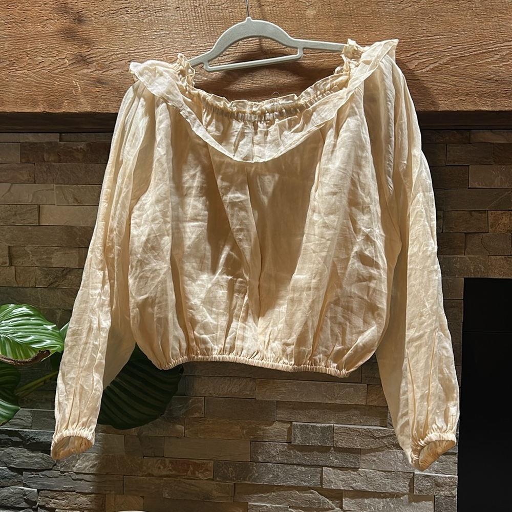 DISSH Iggy Butter Frill Long Sleeve Ramie Top Size 6 - Picture 4 of 9